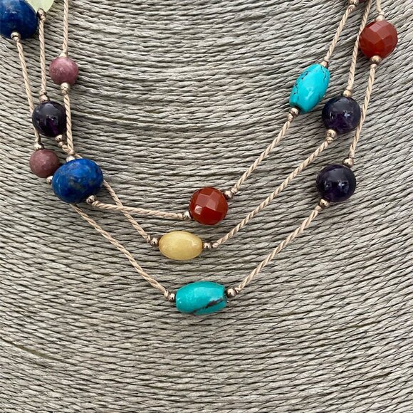 Multi Strand Gemstone Necklace - Picture 2 of 4